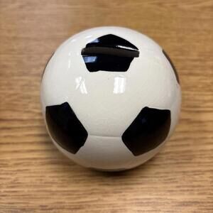 Soccer Ball Coin Bank Ceramic Sports Fan Home Decor
